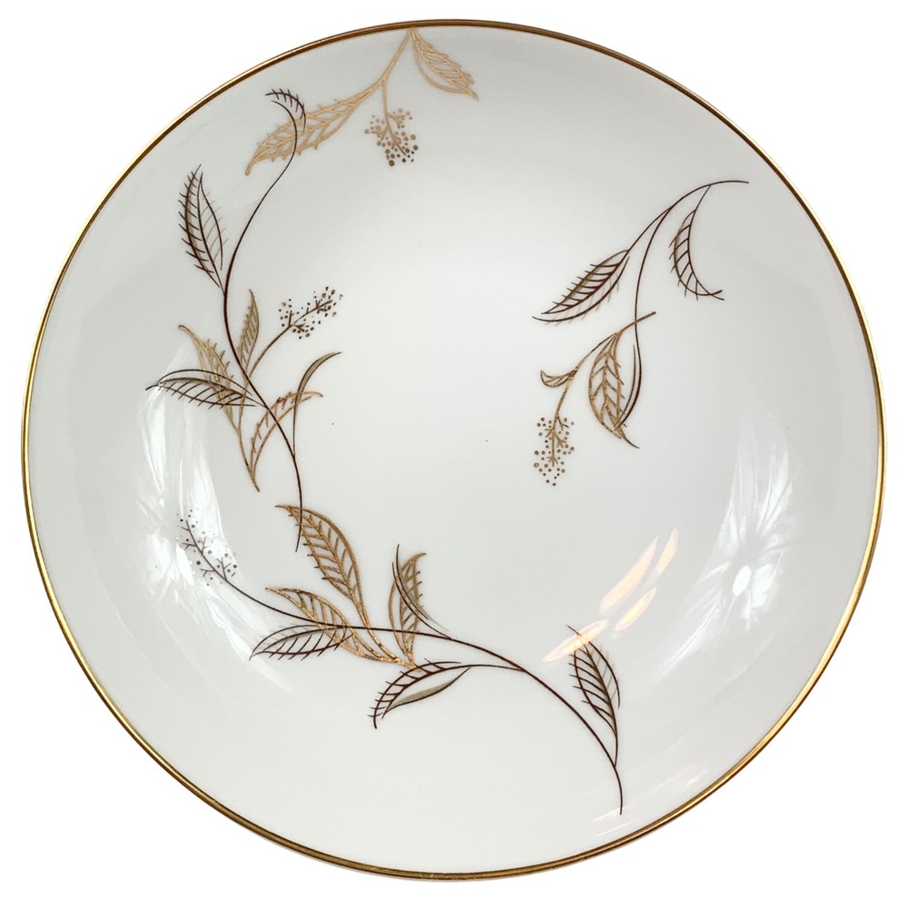 Noritake‎ China Jania 5631 Fruit Dessert Bowl Gold Wheat Leaf Japan Vintage 7.5"